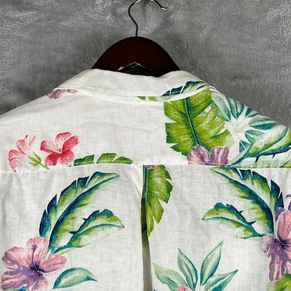 Tommy Bahama Womens XL 100% Linen Tropical Floral Beach Resort Camp Shirt Cruise - Picture 8 of 13